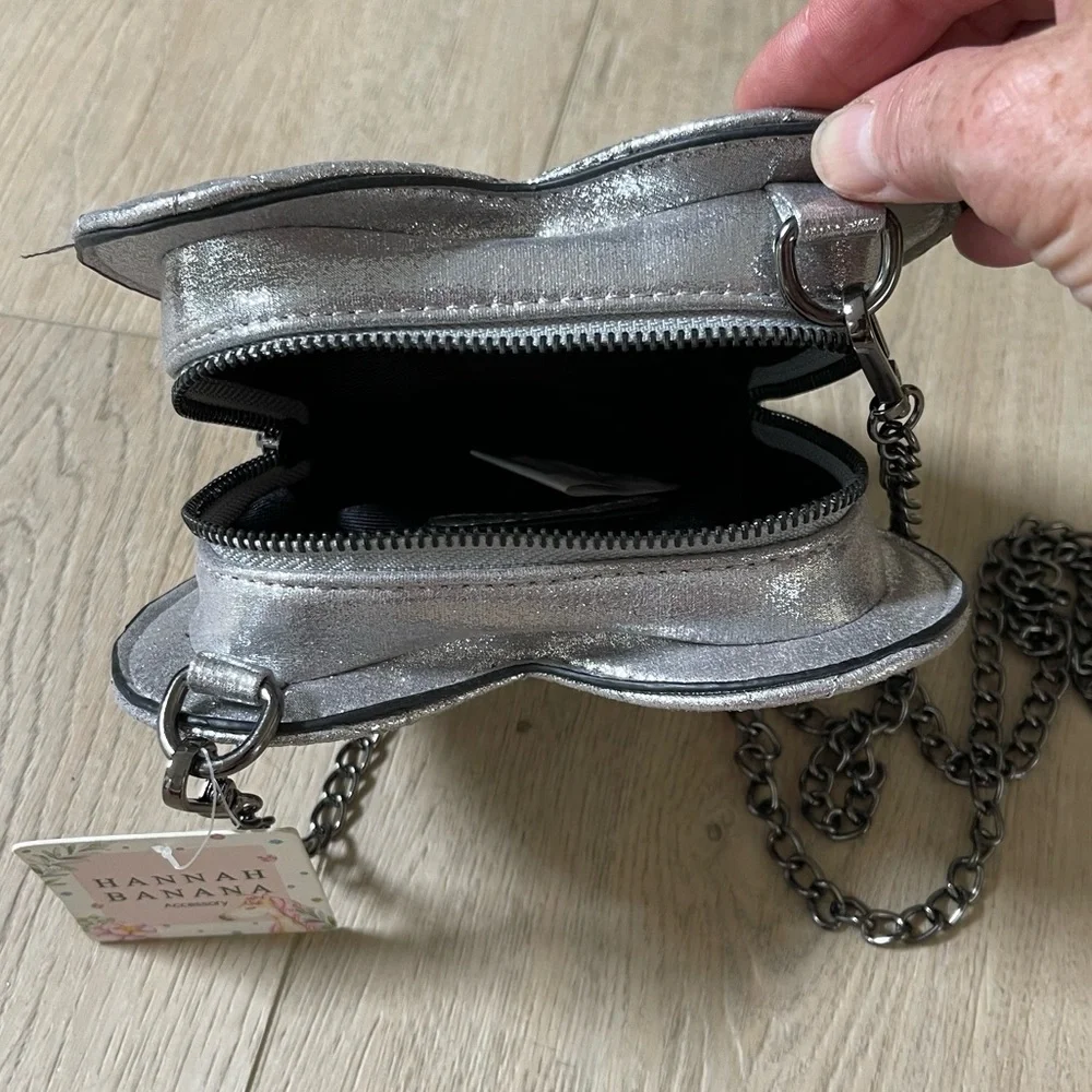 Hannah Banana Girls silver quilted heart purse